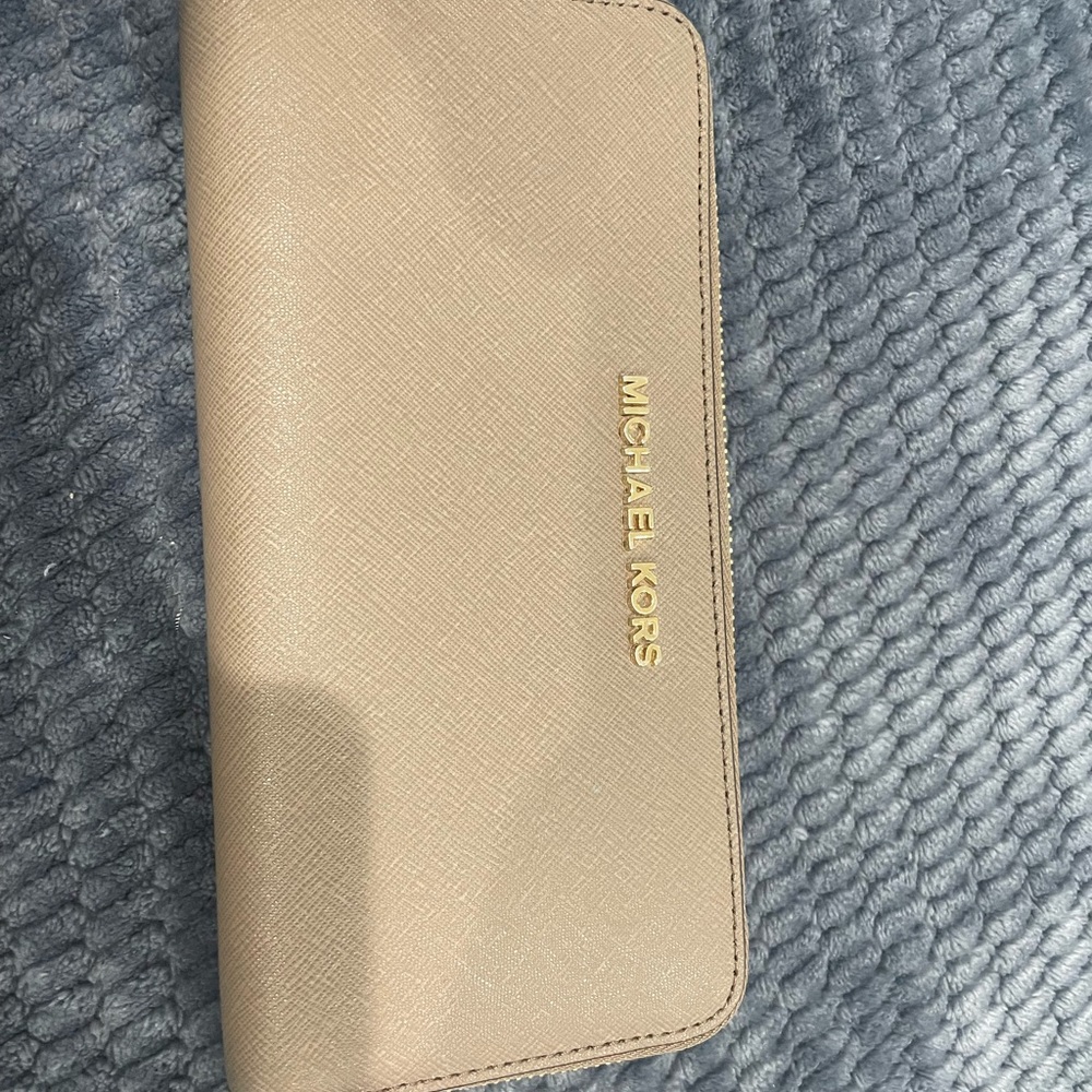 Michael Kors Tan Wallet with Gold Logo